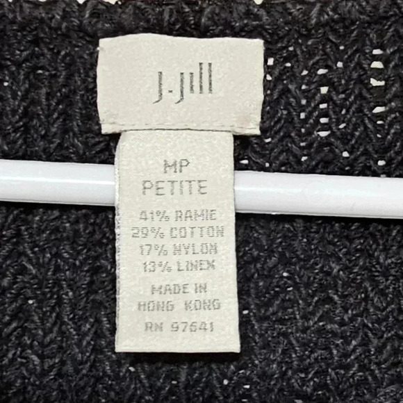 J. Jill Long Sleeve sweater Women's Medium Petite MP Black Knit Lines Blend - Picture 6 of 6